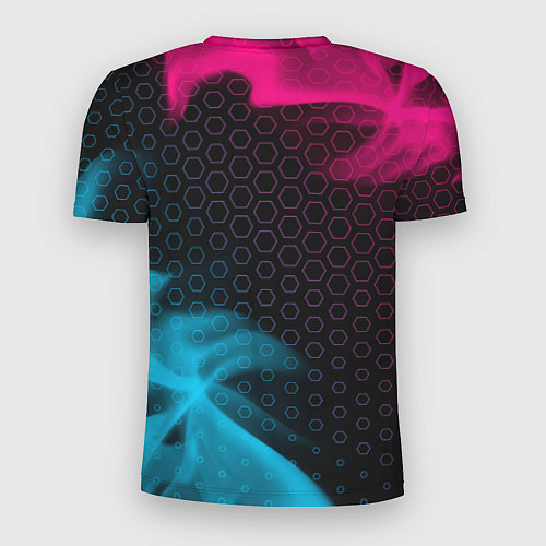 Мужская спорт-футболка No Mans Sky - neon gradient: надпись, символ / 3D-принт – фото 2