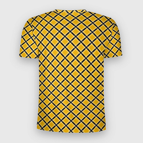 Мужская спорт-футболка Черно-желтый клетчатый узор / 3D-принт – фото 2