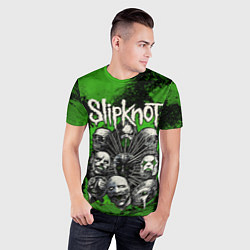 Футболка спортивная мужская Slipknot green abstract, цвет: 3D-принт — фото 2