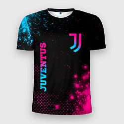 Мужская спорт-футболка Juventus - neon gradient: надпись, символ