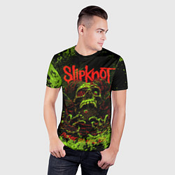 Футболка спортивная мужская Slipknot green череп, цвет: 3D-принт — фото 2