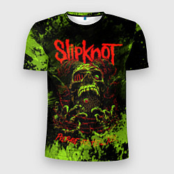 Футболка спортивная мужская Slipknot green череп, цвет: 3D-принт