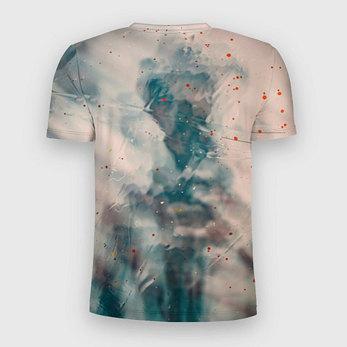 Мужская спорт-футболка Абстрактные синие и белые краски / 3D-принт – фото 2