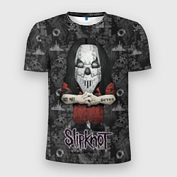 Мужская спорт-футболка Slipknot серый абстрактный фон