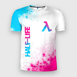 Мужская спорт-футболка Half-Life neon gradient style: надпись, символ