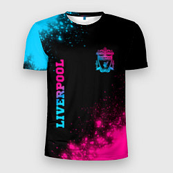 Мужская спорт-футболка Liverpool - neon gradient: надпись, символ