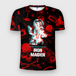 Футболка спортивная мужская Iron Maiden rock glitch, цвет: 3D-принт