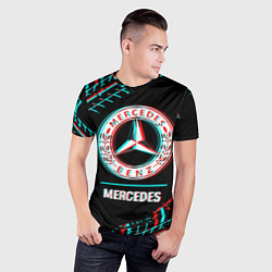 Футболка спортивная мужская Значок Mercedes в стиле glitch на темном фоне, цвет: 3D-принт — фото 2
