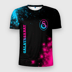 Мужская спорт-футболка Galatasaray - neon gradient: надпись, символ