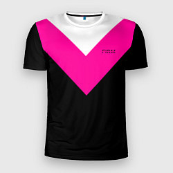 Мужская спорт-футболка FIRM черный с розовой вставкой