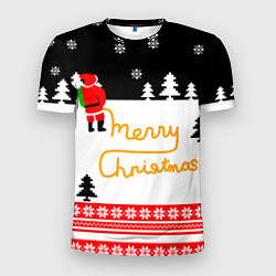Мужская спорт-футболка Merry christmas - Санта Клаус
