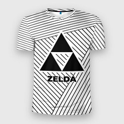 Футболка спортивная мужская Символ Zelda на светлом фоне с полосами, цвет: 3D-принт