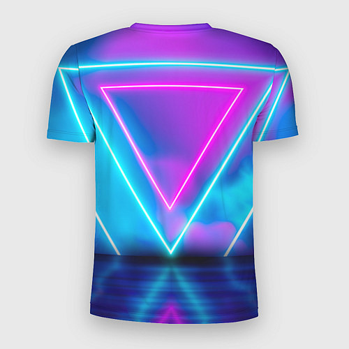 Мужская спорт-футболка Неоновые треугольники на горизонте / 3D-принт – фото 2
