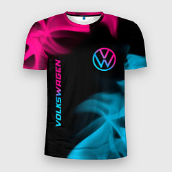 Мужская спорт-футболка Volkswagen - neon gradient: надпись, символ