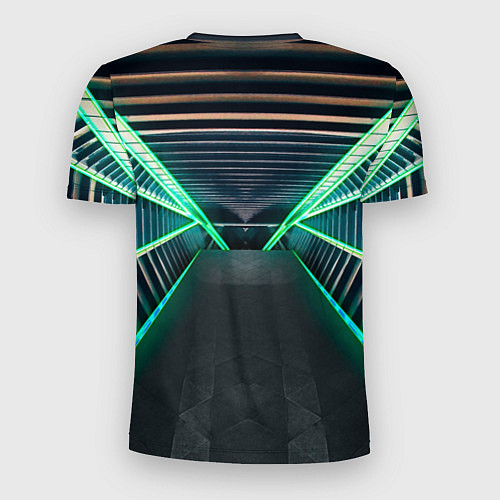 Мужская спорт-футболка Неоновые фонари на космическом коридоре / 3D-принт – фото 2