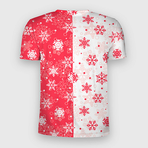 Мужская спорт-футболка Снежинки красно-белые / 3D-принт – фото 2