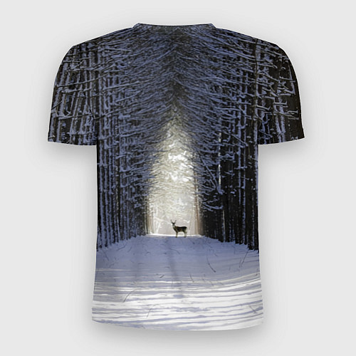 Мужская спорт-футболка Олень в зимнем лесу / 3D-принт – фото 2