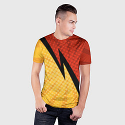 Футболка спортивная мужская Желтая красная молния, цвет: 3D-принт — фото 2