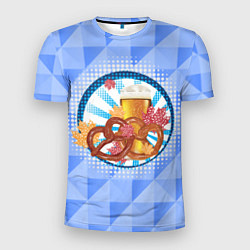 Мужская спорт-футболка Два брецелья с пивом и листьями клена