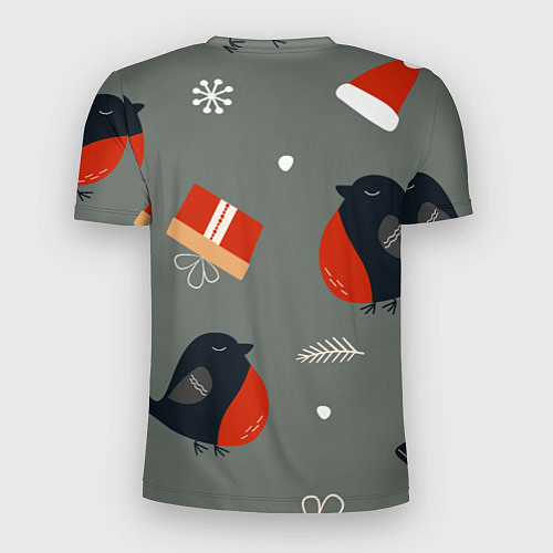 Мужская спорт-футболка Новогодние снегири / 3D-принт – фото 2