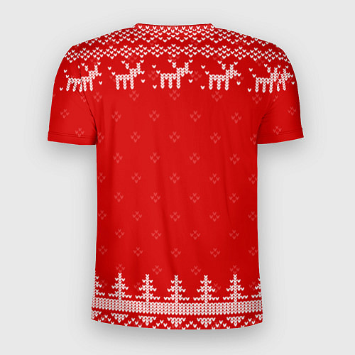 Мужская спорт-футболка Новогодний воллейболист: свитер с оленями / 3D-принт – фото 2