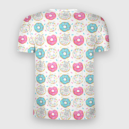 Мужская спорт-футболка Разноцветные пончики с серым зайцем / 3D-принт – фото 2