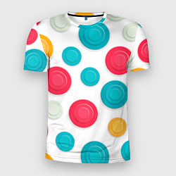 Мужская спорт-футболка Белый фон и абстрактные разноцветные объёмные окру