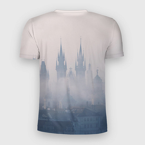 Мужская спорт-футболка Уэнсдей Аддамс и рука на фоне замка / 3D-принт – фото 2