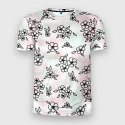 Футболка спортивная мужская Цветы сакуры на акварельном фоне - паттерн, цвет: 3D-принт