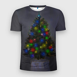Мужская спорт-футболка Огни на новогодней елке