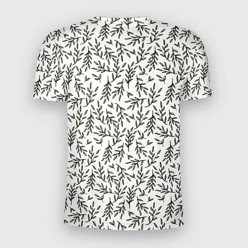 Мужская спорт-футболка Веточки на белом - паттерн / 3D-принт – фото 2
