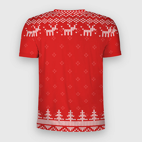 Мужская спорт-футболка Новогодний хоккеист: свитер с оленями / 3D-принт – фото 2