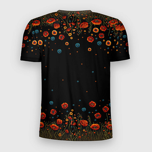 Мужская спорт-футболка Череп украшенный цветущими маками / 3D-принт – фото 2