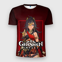 Футболка спортивная мужская Дэхья и огонь Персонаж Genshin Impact, цвет: 3D-принт
