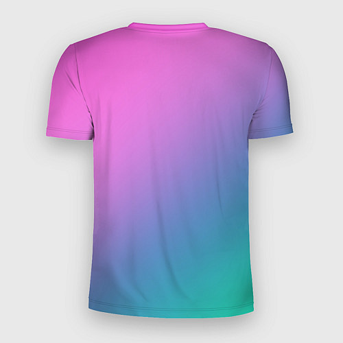 Мужская спорт-футболка Розовый с бирюзовым и синим градиент / 3D-принт – фото 2
