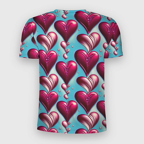 Мужская спорт-футболка Паттерн красные абстрактные сердца / 3D-принт – фото 2