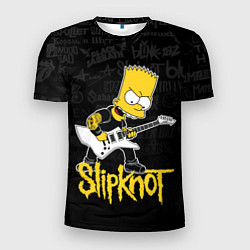 Футболка спортивная мужская Slipknot Барт Симпсон рокер логотипы, цвет: 3D-принт