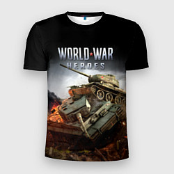 Футболка спортивная мужская World War Heroes логотип и танки, цвет: 3D-принт