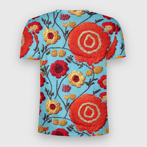 Мужская спорт-футболка Эффект вышивки маки / 3D-принт – фото 2
