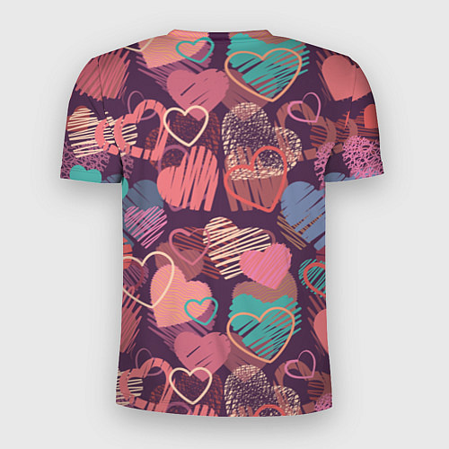 Мужская спорт-футболка Узор из разных сердец / 3D-принт – фото 2