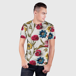 Футболка спортивная мужская Эффект вышивка летний узор, цвет: 3D-принт — фото 2