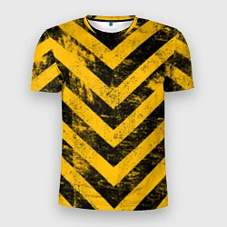 Футболка спортивная мужская WARNING - желто-черные полосы, цвет: 3D-принт