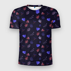 Мужская спорт-футболка Паттерн с сердечками и цветами