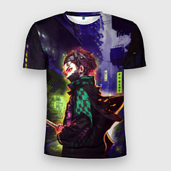 Мужская спорт-футболка Клинок, рассекающий демонов - Киберпанк