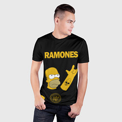 Футболка спортивная мужская Ramones Гомер Симпсон рокер, цвет: 3D-принт — фото 2