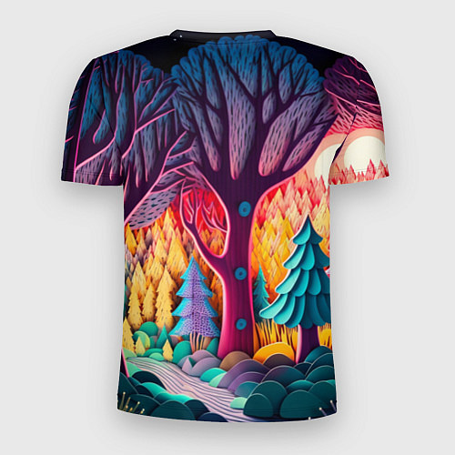Мужская спорт-футболка Сказочный лес на закате солнца / 3D-принт – фото 2