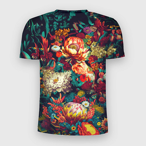 Мужская спорт-футболка Цветочный паттерн с цветами и листьями / 3D-принт – фото 2