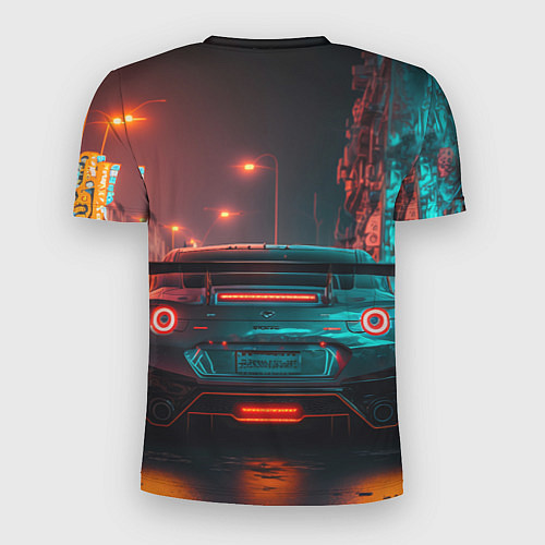 Мужская спорт-футболка GTR в ночном городе / 3D-принт – фото 2