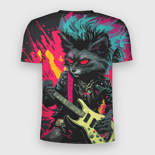 Мужская спорт-футболка Rocker Cat on a dark background - C-Cats collectio / 3D-принт – фото 2