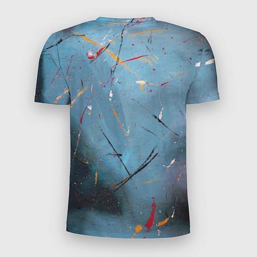 Мужская спорт-футболка Тёмно-синий абстрактный туман и краски / 3D-принт – фото 2